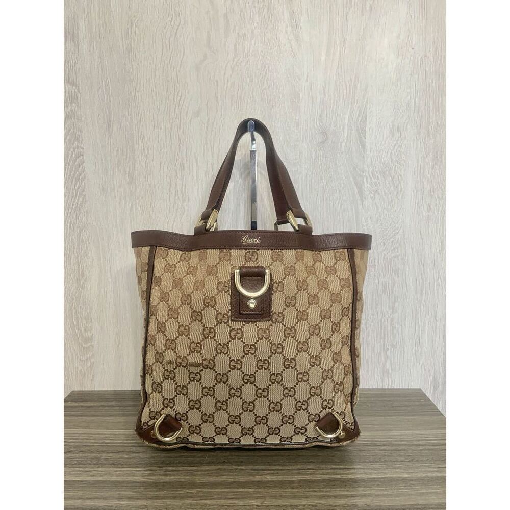 GUCCI handbag Abbey GG canvas beige leather